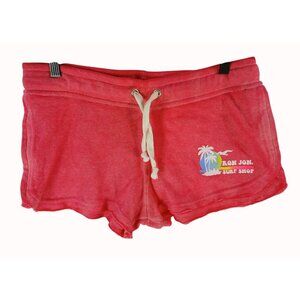 Ron Jon Surf Shop Womens Distressed Red Terry Cloth Drawstring Shorts Size L